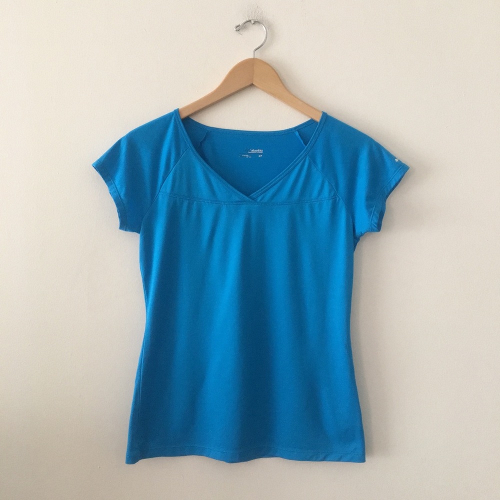 Electric Blue Columbia V Neck Workout Shirt